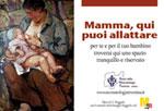 Marchio della iniziativa "qui si pu allattare" con mamma che allatta figlio